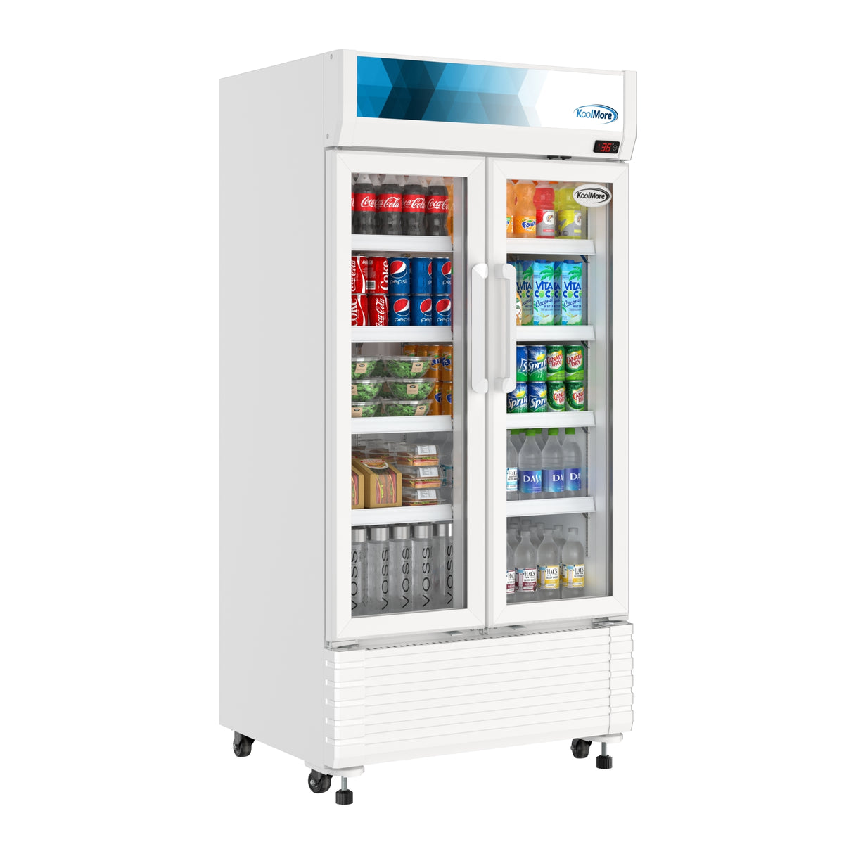 KoolMore KM-MDR-2GD-35 35-Inch Glass Door Merchandiser Refrigerator — 16.5 cu. ft., 2 Doors