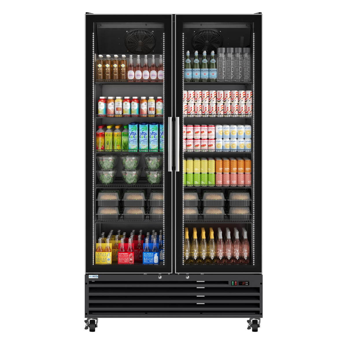 KoolMore KM-MDR-2GD-35CNL-BK 45-Inch Glass Door Merchandiser Refrigerator — 35 cu. ft., 2 Doors