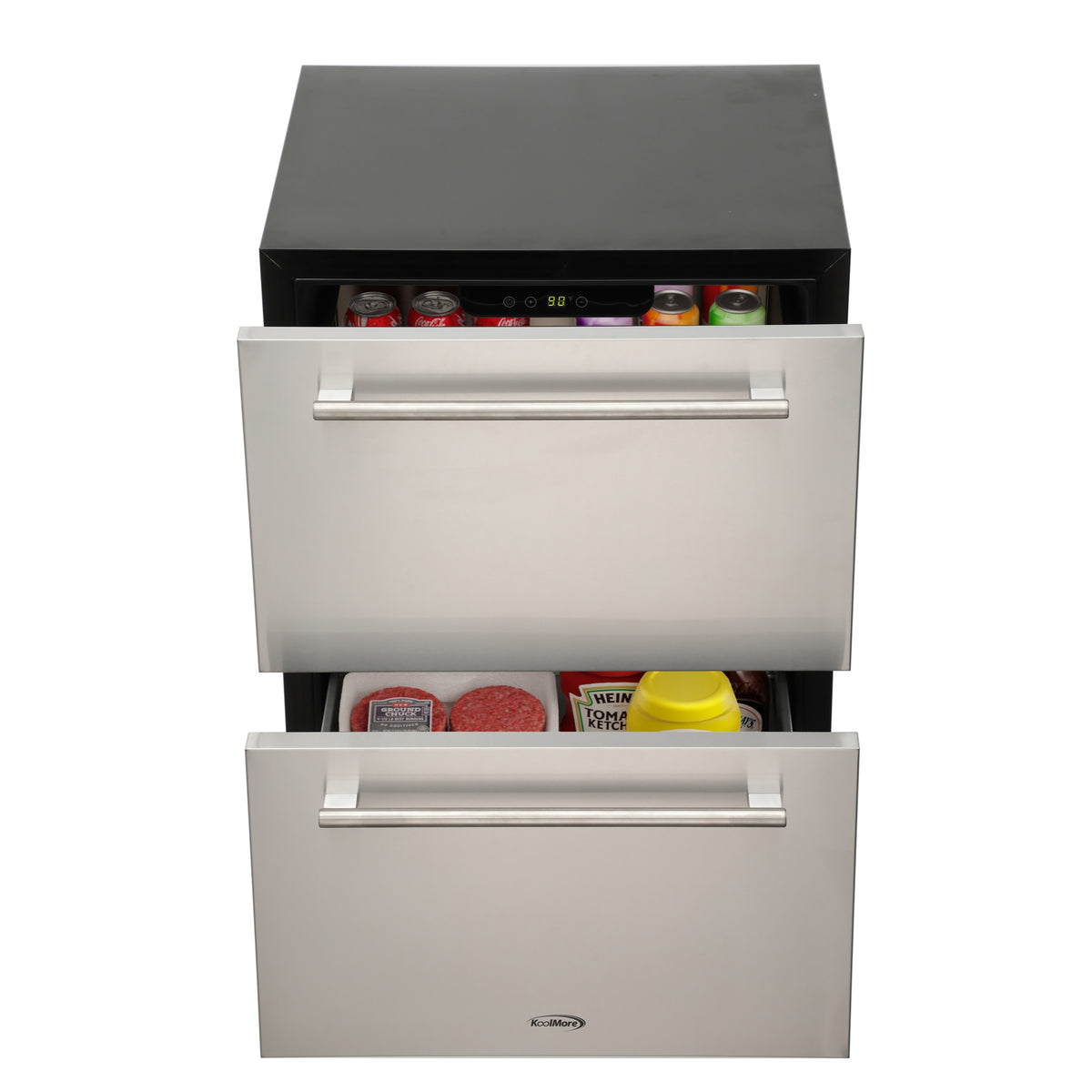KoolMore KM-OKS-RD2 24-Inch Glass Door Merchandiser Refrigerator — 2 Drawers