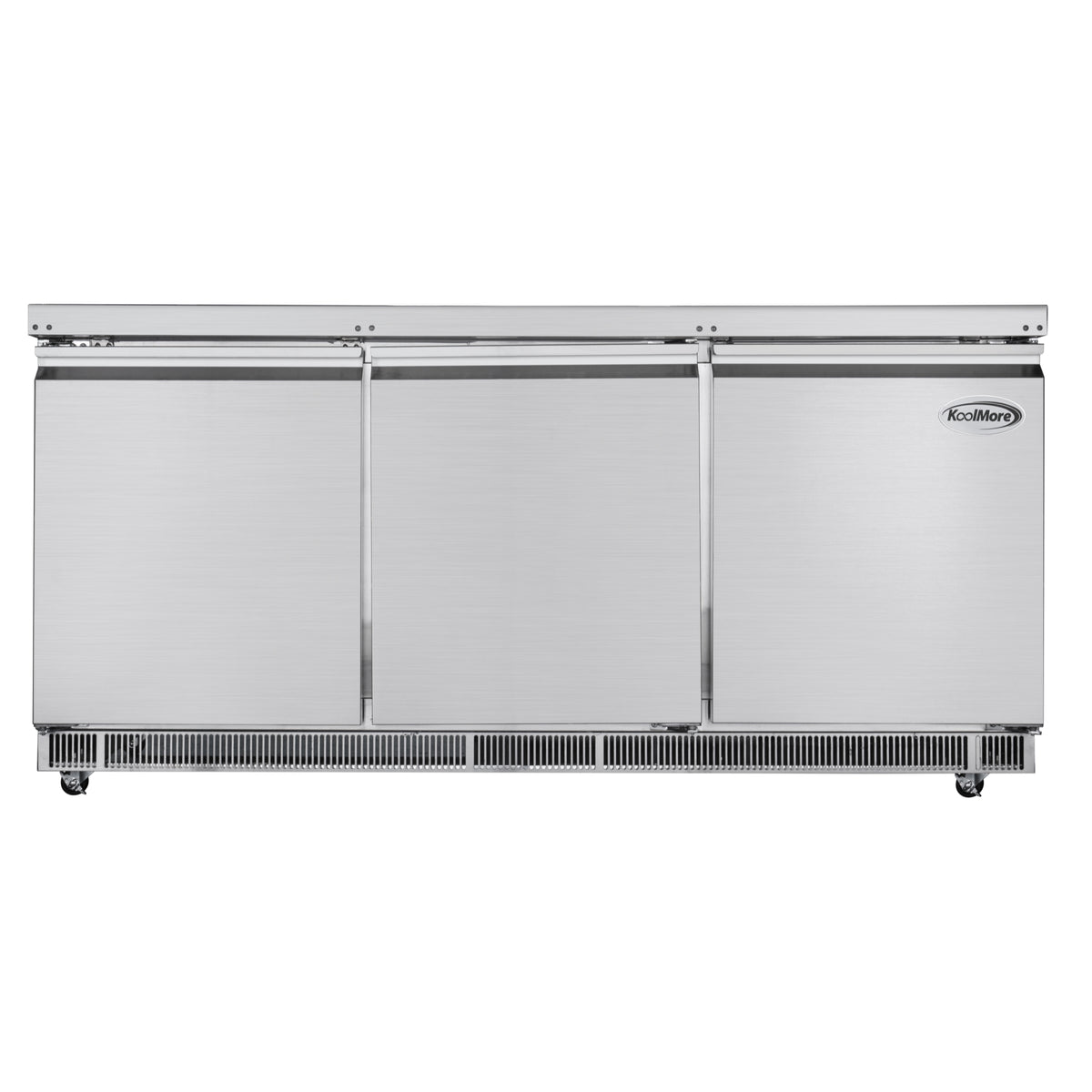 KoolMore KM-RBT-72C 72-Inch Refrigerated Pizza Prep Table — 3 Doors