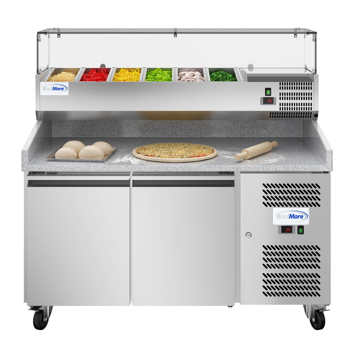 KoolMore KM-RPCPS-2D59-GRT 59-Inch Refrigerated Pizza Prep Table