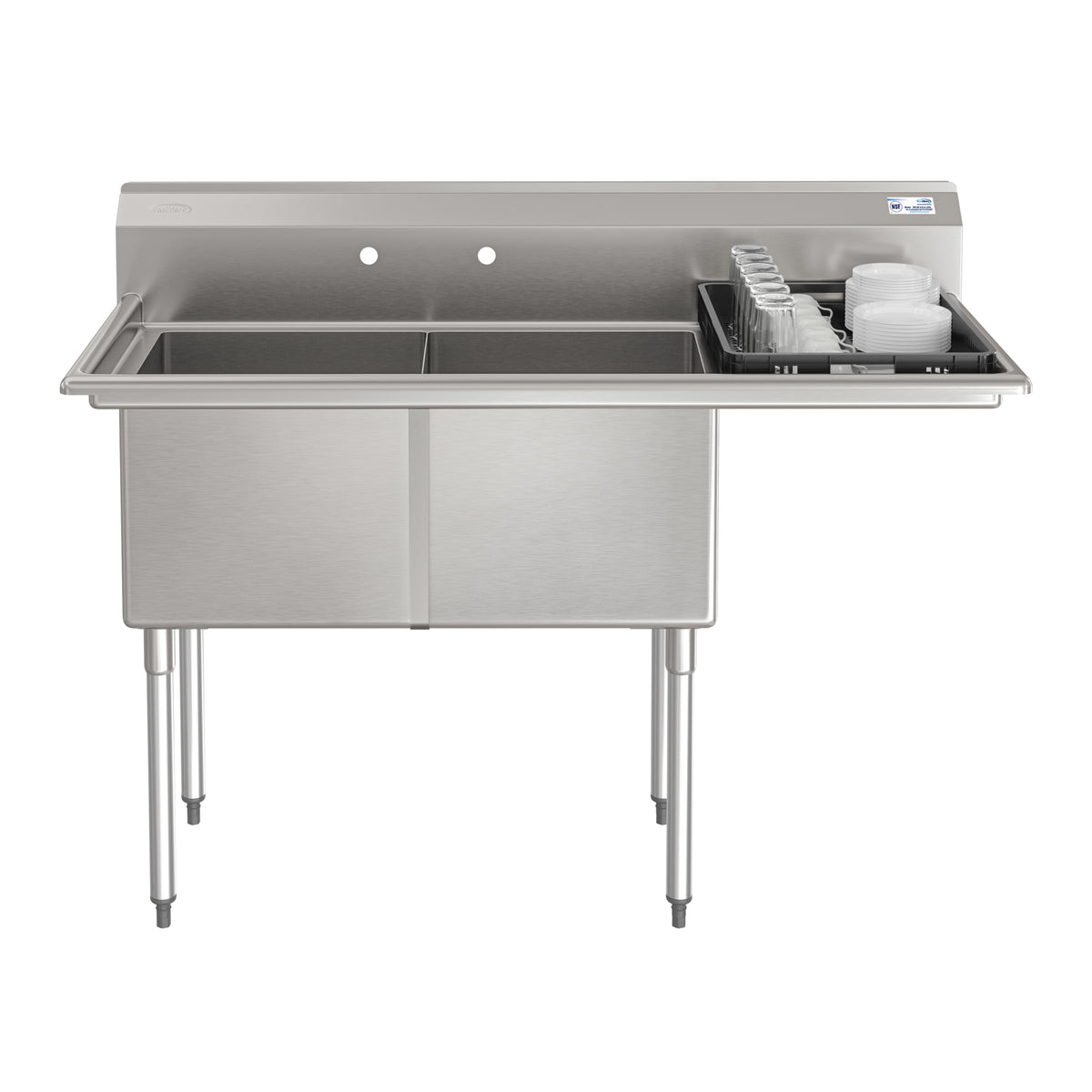 KoolMore KM-SB181814-18R316 57-Inch Two Compartment Sink — Yes