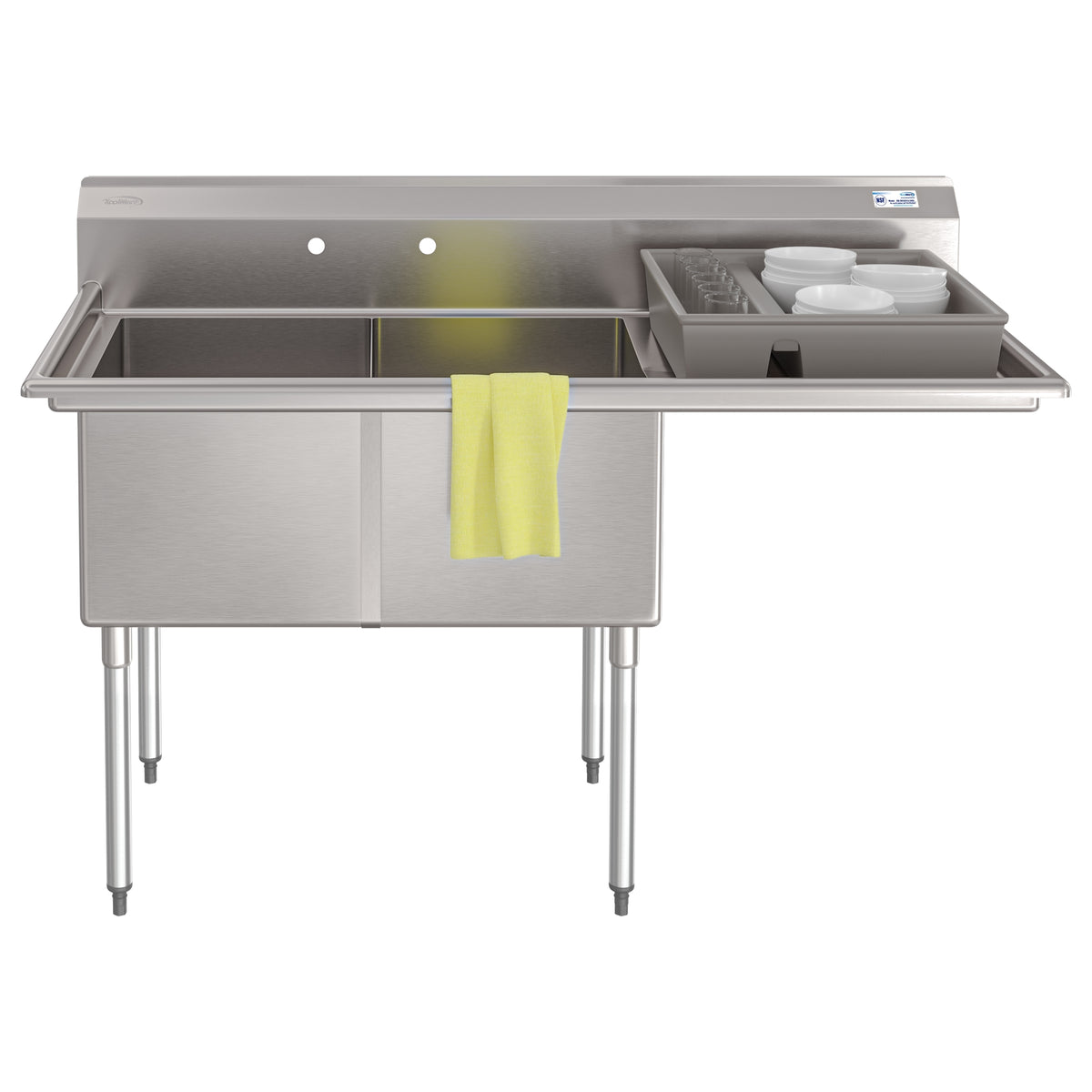 KoolMore KM-SB182414-24R3 63-Inch Two Compartment Sink — silver gray