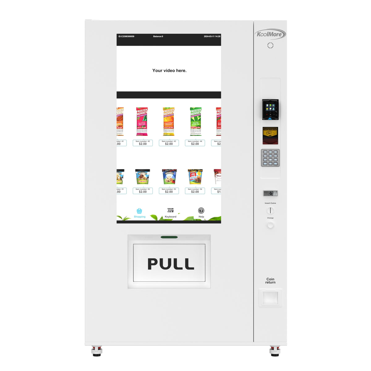KoolMore KM-VMFWT-36BR 45-Inch Refrigerated Vending Machine — 44 Slots, 1 Door, White