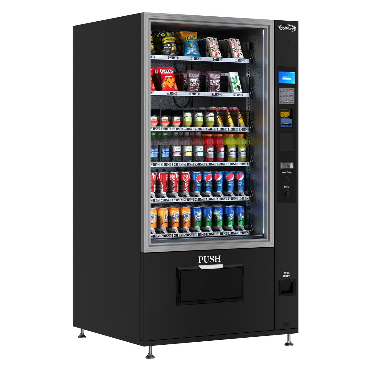 KoolMore KM-VMR-40-BC Refrigerated Vending Machine — 60 Slots, 2 Doors, Black