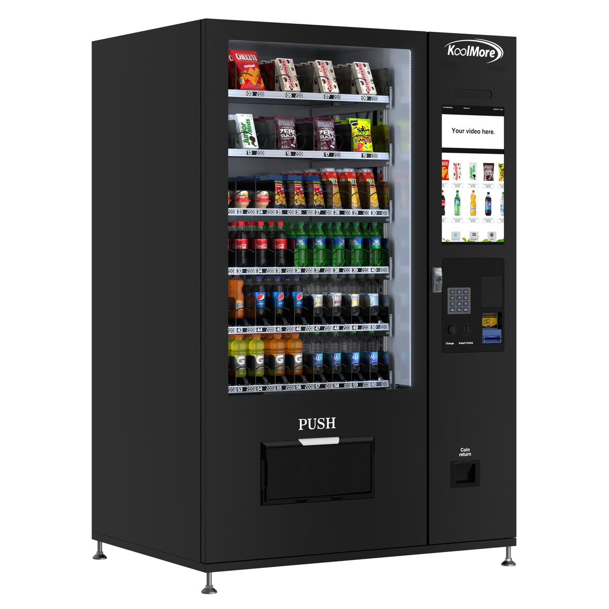 KoolMore KM-VMRT-50-BC Refrigerated Vending Machine — 60 Slots, Black