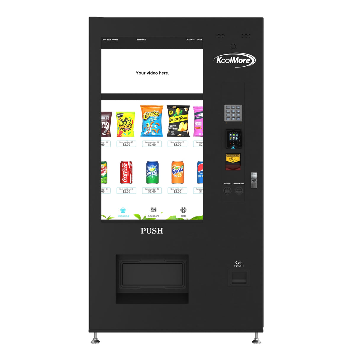 KoolMore KM-VMRWT-48BCR 41-Inch Refrigerated Vending Machine — 48 Slots, 1 Door, Black
