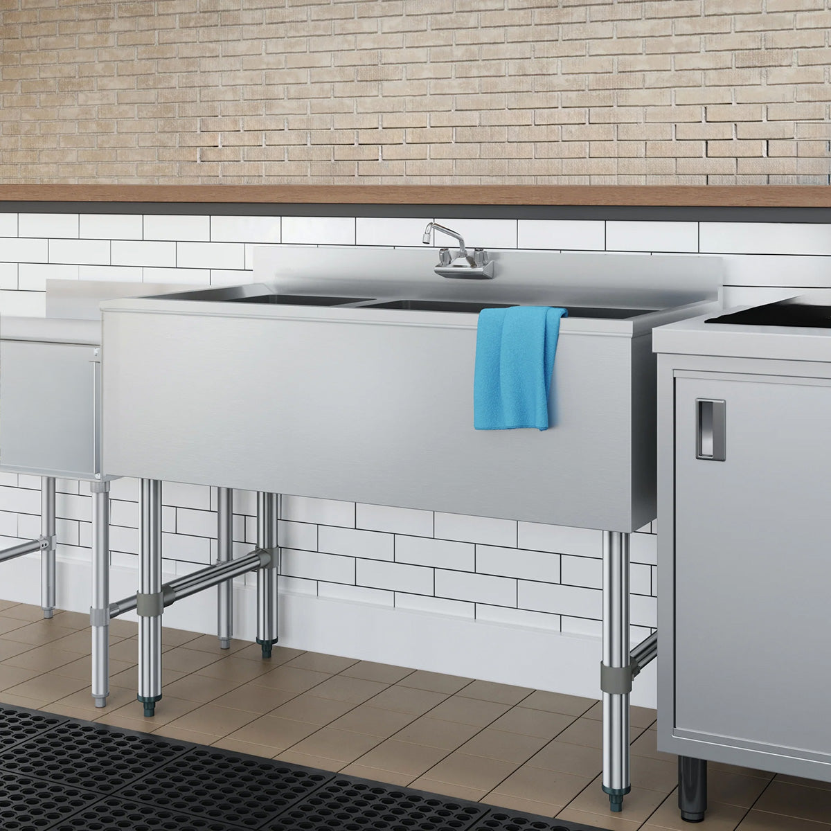 KoolMore SBR3B38-320 38-Inch Underbar Sink — Brushed Stainless-Steel