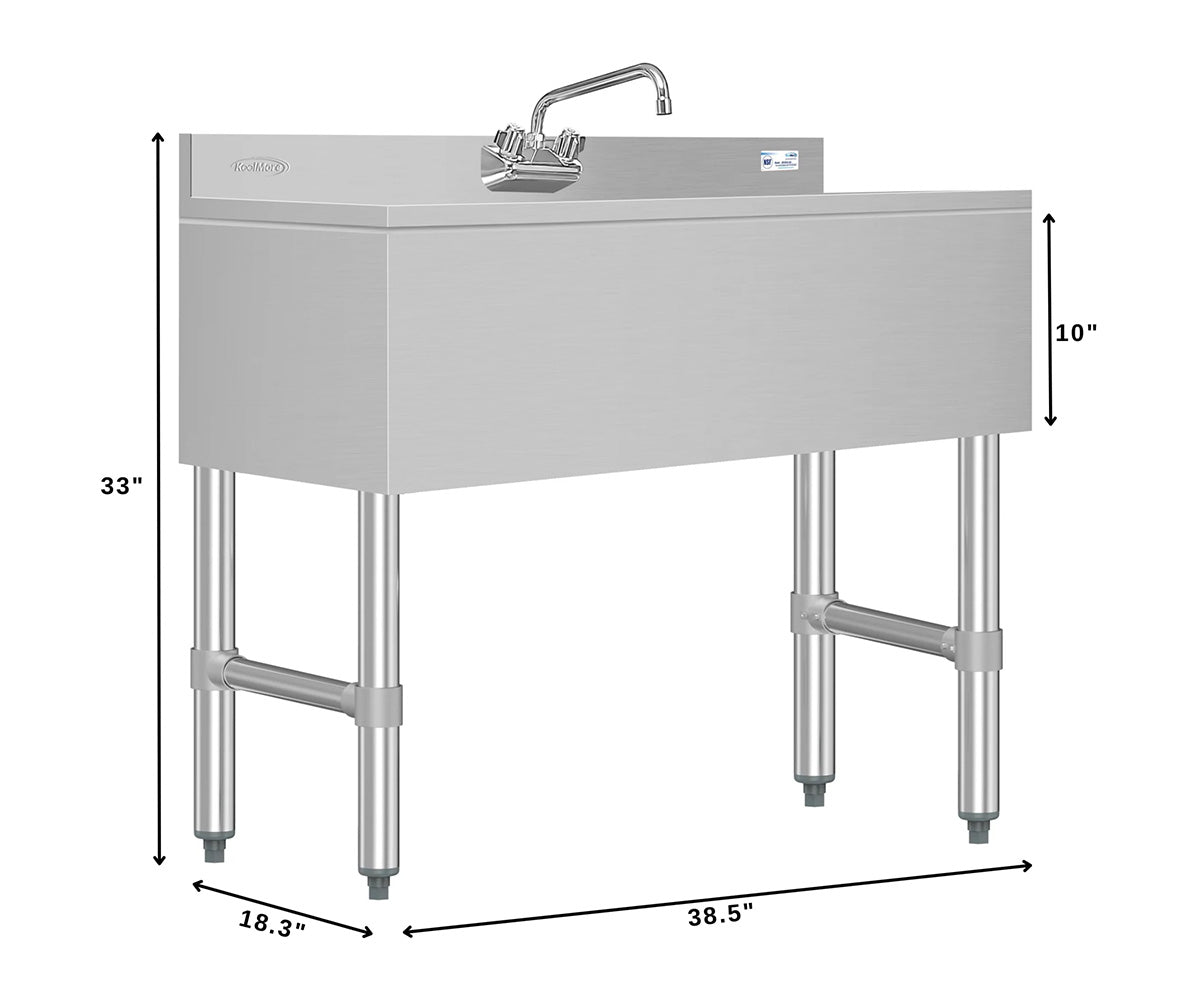 KoolMore SBR3B38-320 38-Inch Underbar Sink — Brushed Stainless-Steel