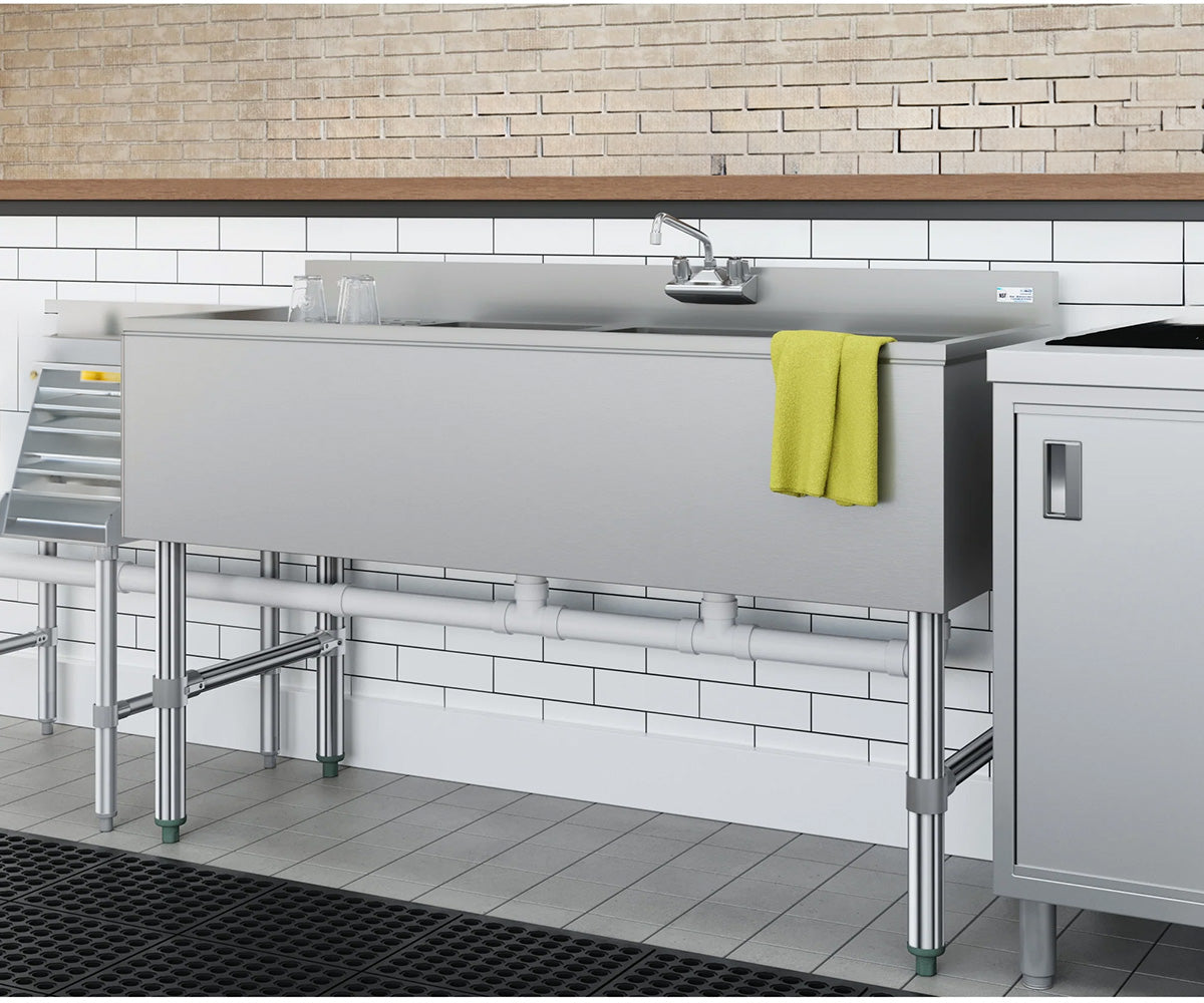 KoolMore SBR3B48-L-320 48-Inch Underbar Sink — Brushed Stainless-Steel