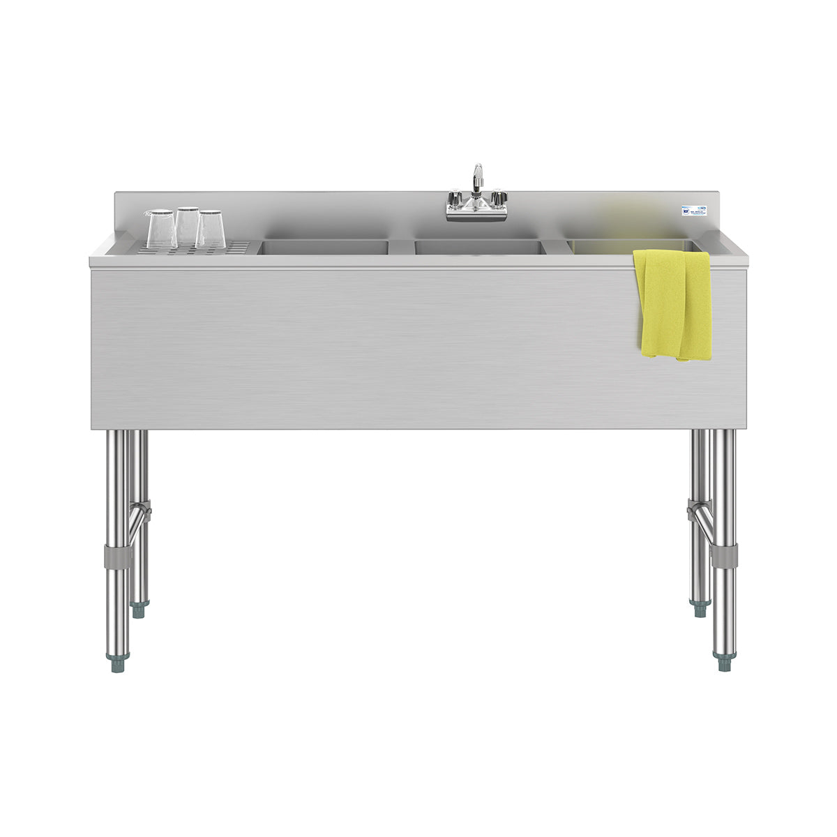 KoolMore SBR3B48-L-320 48-Inch Underbar Sink — Brushed Stainless-Steel