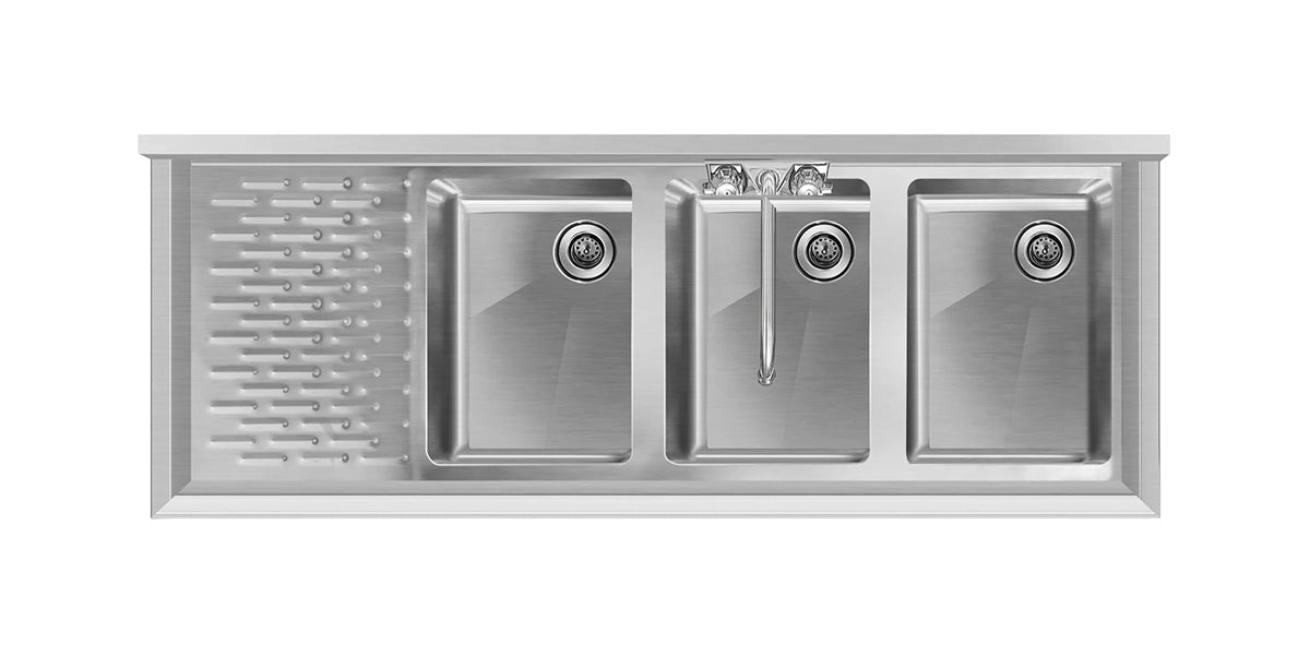 KoolMore SBR3B48-L-320 48-Inch Underbar Sink — Brushed Stainless-Steel