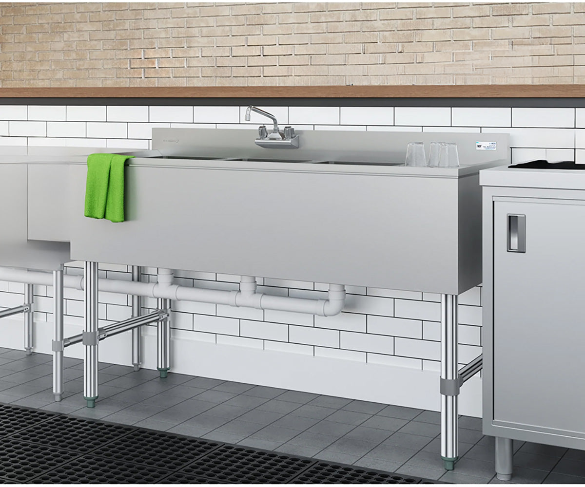 KoolMore SBR3B48-R-320 48-Inch Underbar Sink — Brushed Stainless-Steel
