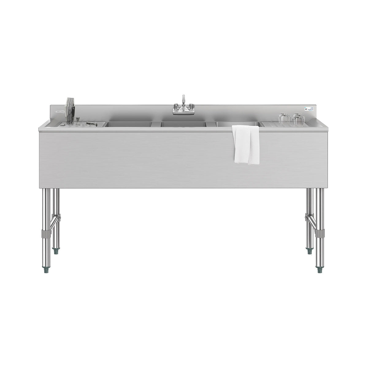 KoolMore SBR3B60-LR-320 60-Inch Underbar Sink — Brushed Stainless-Steel