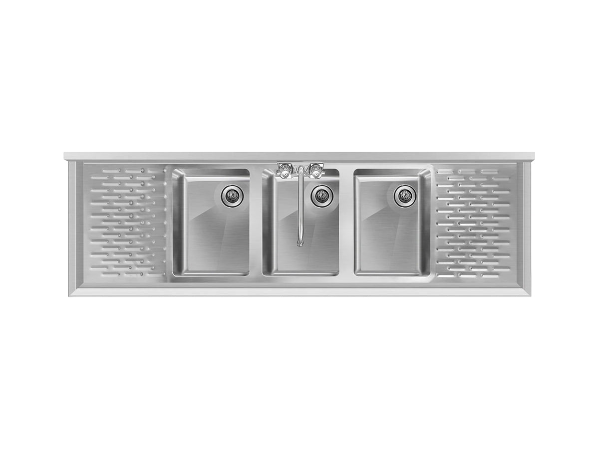 KoolMore SBR3B60-LR-320 60-Inch Underbar Sink — Brushed Stainless-Steel