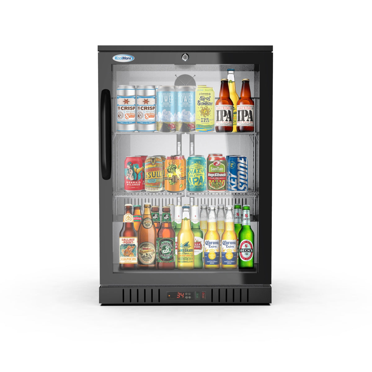 KoolMore BC-1DSW-BK 24-Inch Back Bar Cooler — 4.1 cu. ft., 1 Door, Black