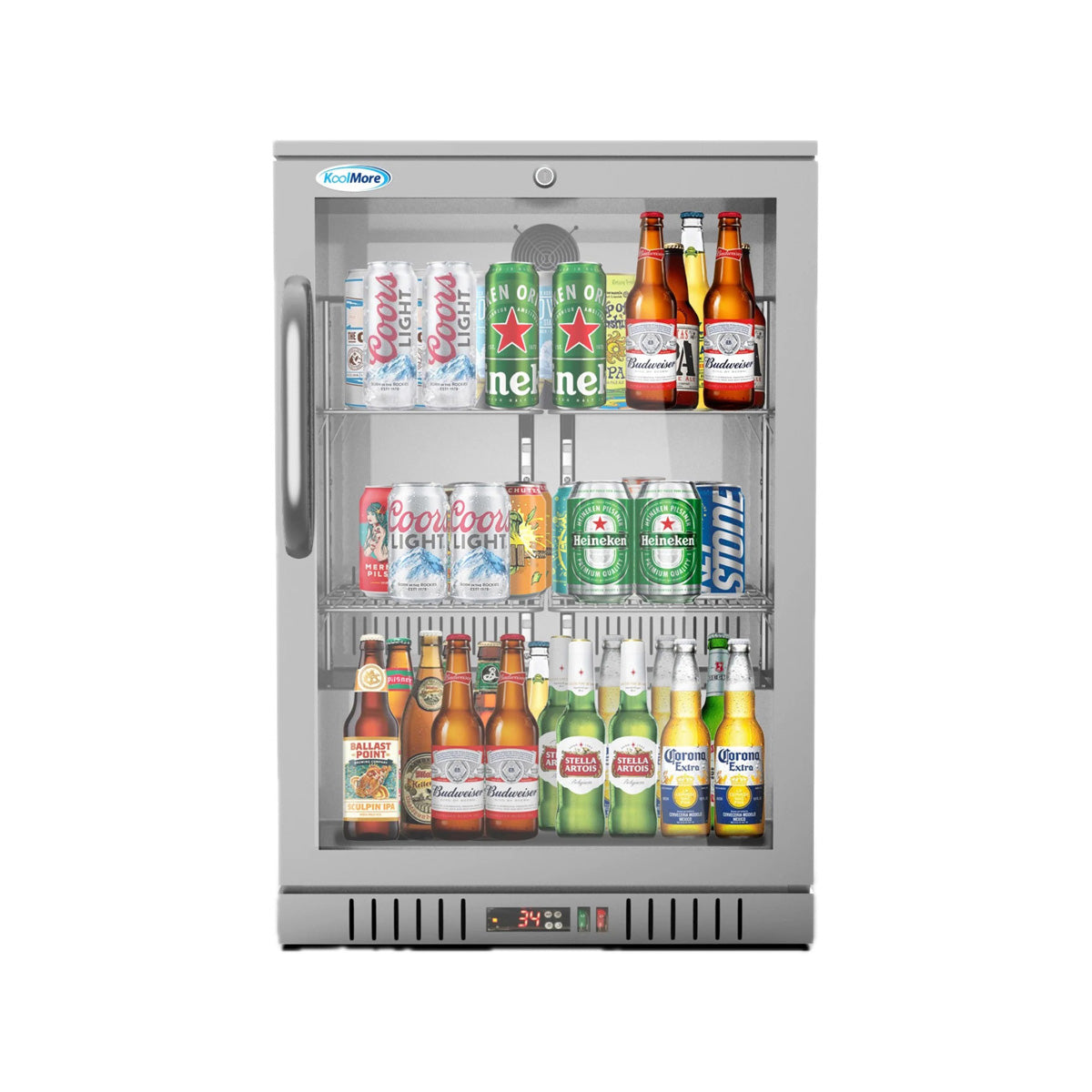 KoolMore BC-1DSW-SS 24-Inch Back Bar Cooler — 4.1 cu. ft., 1 Door, Stainless-Steel
