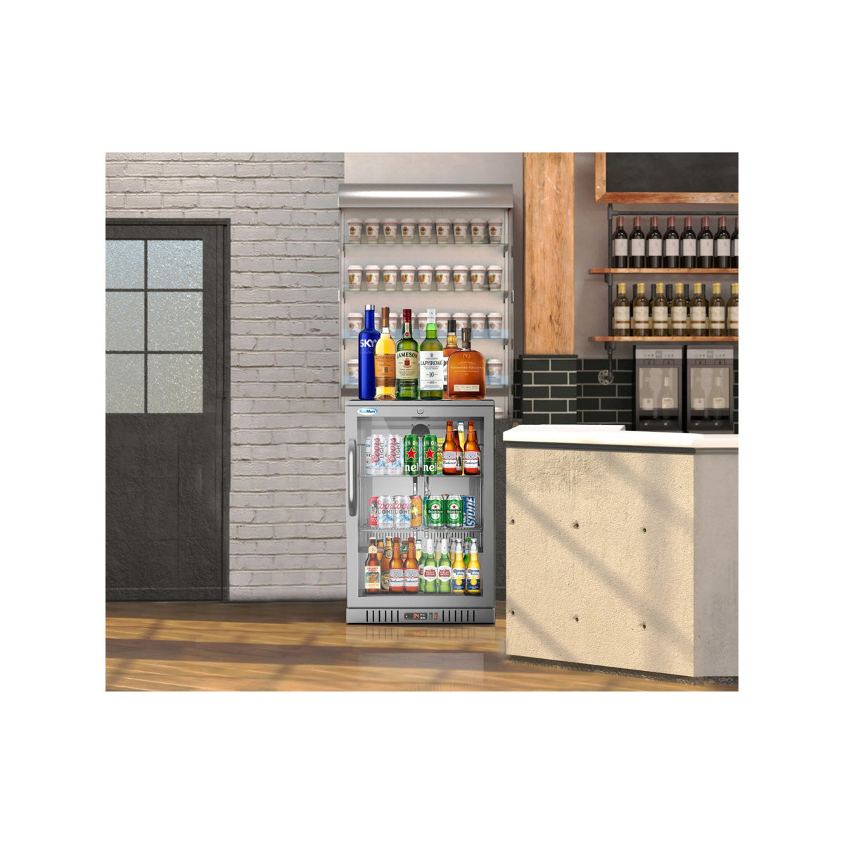 KoolMore BC-1DSW-SS 24-Inch Back Bar Cooler — 4.1 cu. ft., 1 Door, Stainless-Steel