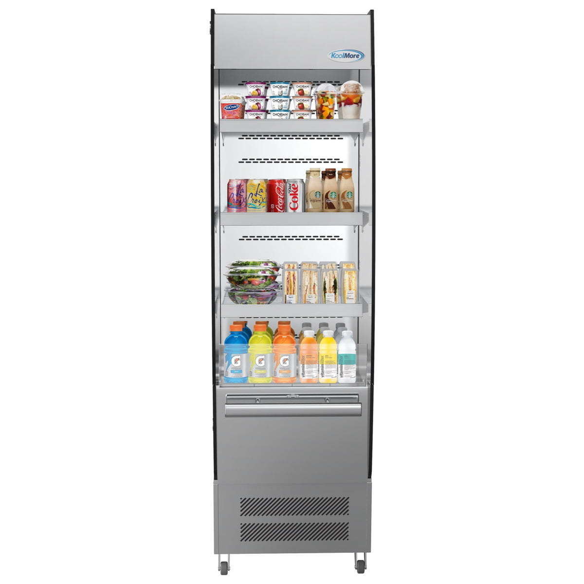 KoolMore CDAU-7C-SS 26-Inch Open Air Merchandiser Refrigerator — 7.7 cu. ft., Black