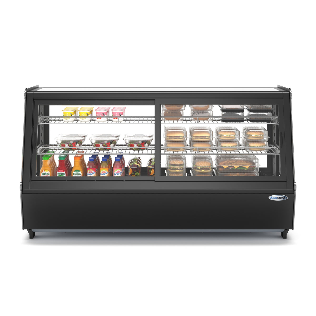 KoolMore CDC-250-BK 48-Inch Refrigerated Countertop Display Case — 4 Doors