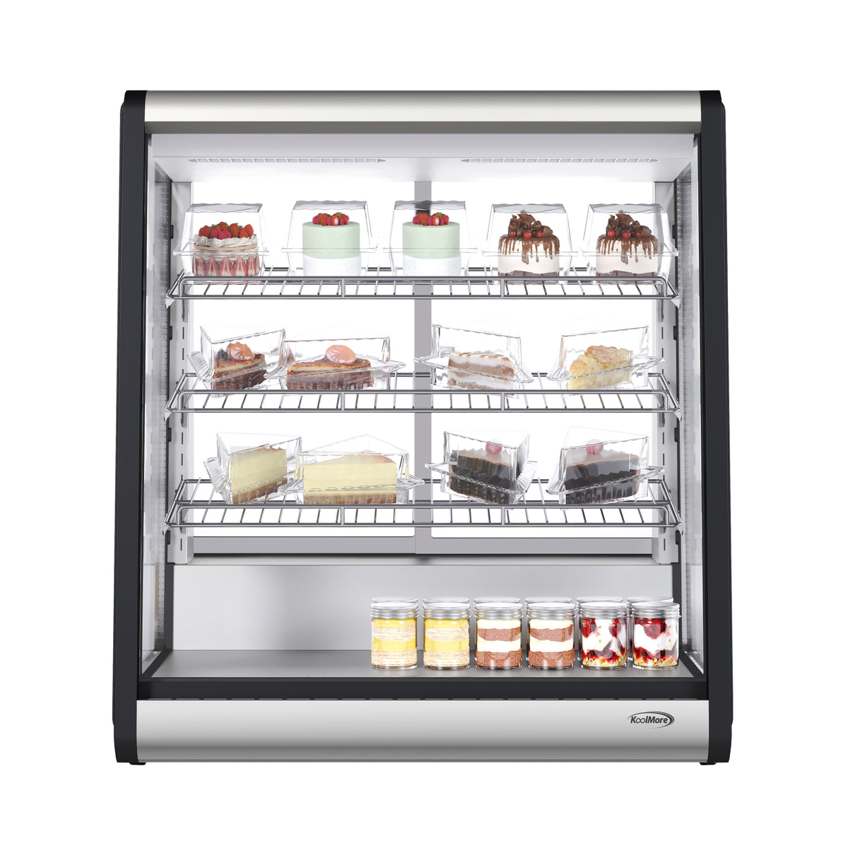 KoolMore CDC-69-SS 31-Inch Refrigerated Countertop Display Case — 2 Doors, Black