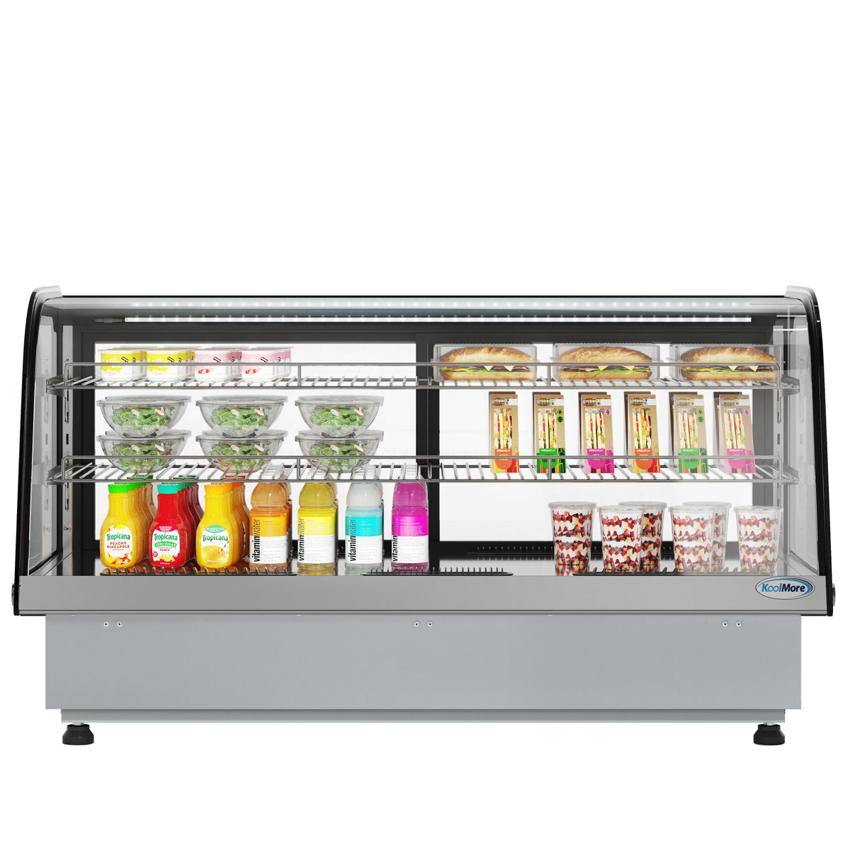 KoolMore DICDC-202-BK 48-Inch Refrigerated Countertop Display Case — 2 Doors, Stainless-Steel