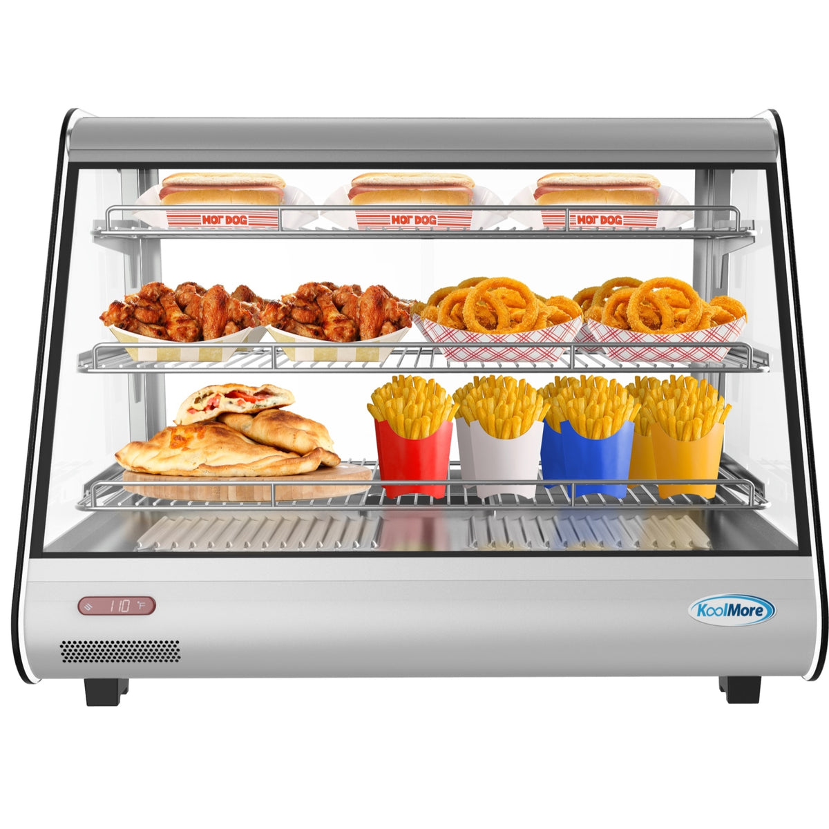 KoolMore HDC-5C 34-Inch Heated Countertop Display Case — 5.6 cu. ft., Stainless-Steel