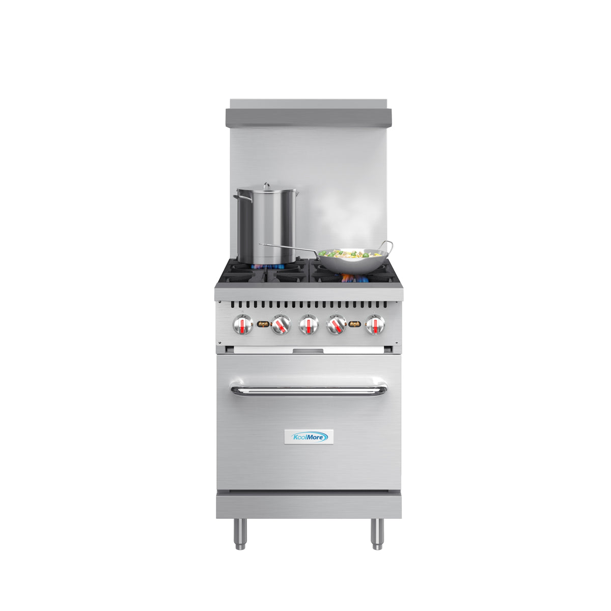 KoolMore KM-CR24-LP 24-Inch Gas Range — 4 Burners, Stainless-Steel
