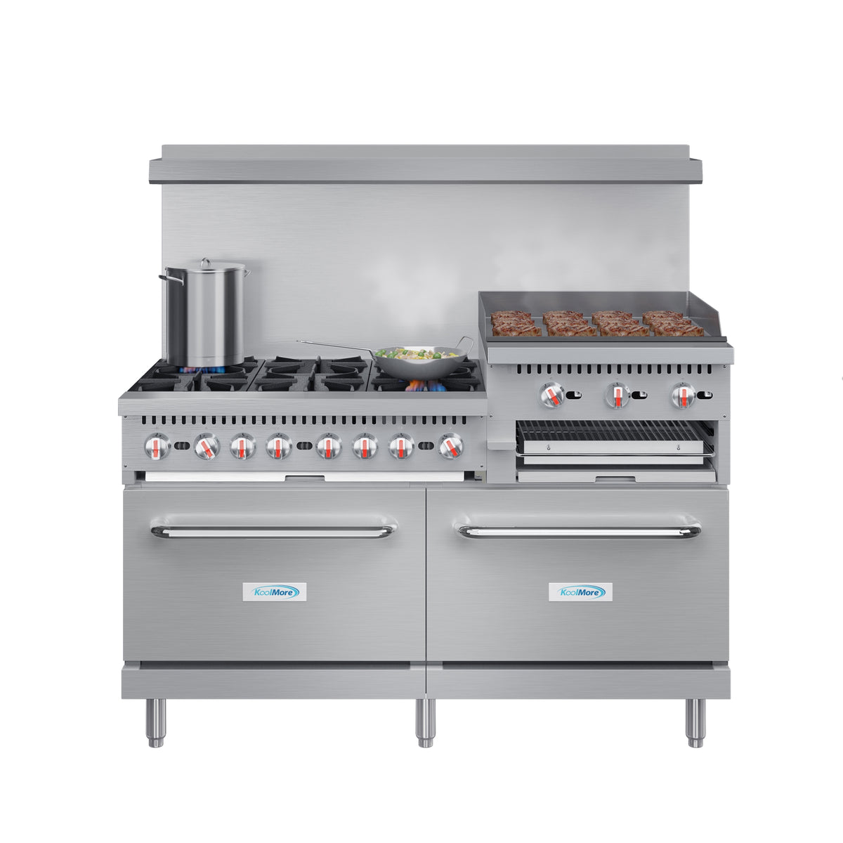 KoolMore KM-CRGB60-NG 60-Inch Gas Range — 6 Burners, Stainless-Steel