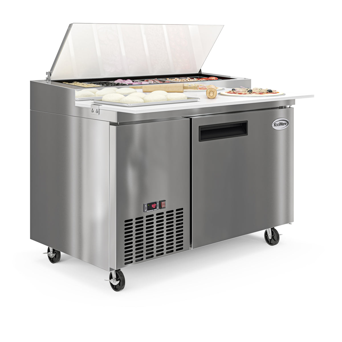 KoolMore KM-RPPS-1DSS 50-Inch Refrigerated Pizza Prep Table — 1 Door, Stainless-Steel