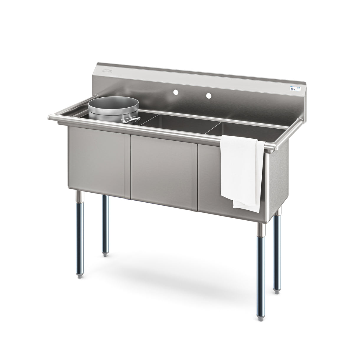 KoolMore KM-SC151514-N3 51-Inch Three Compartment Sink — Stainless-Steel