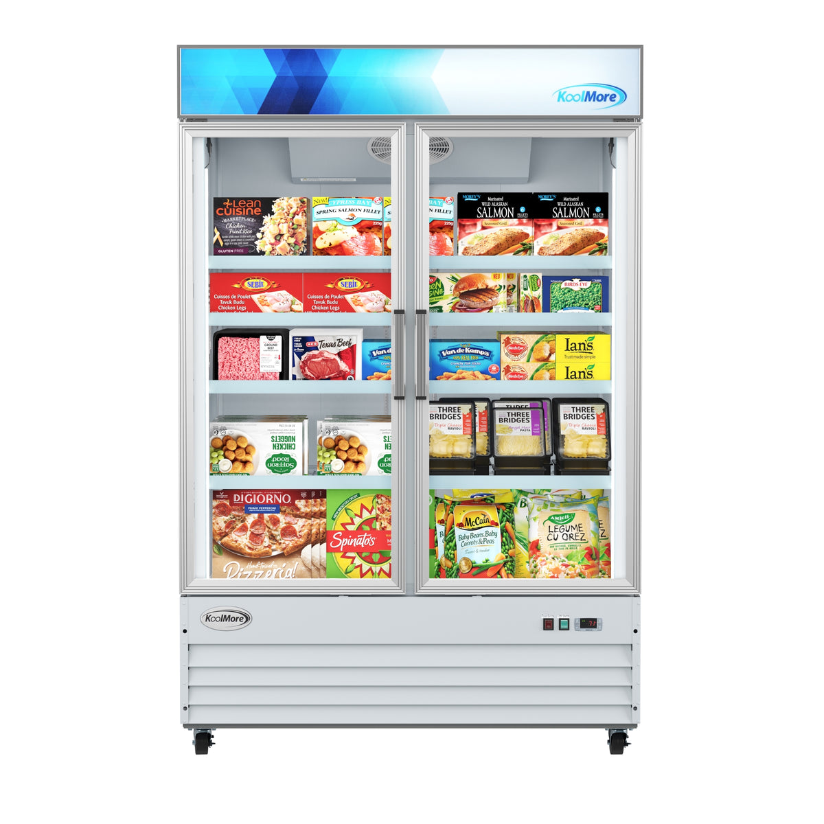 KoolMore MDF-2GD-45C-WH 53-Inch Glass Door Merchandiser Freezer — 45 cu. ft., 2 Doors