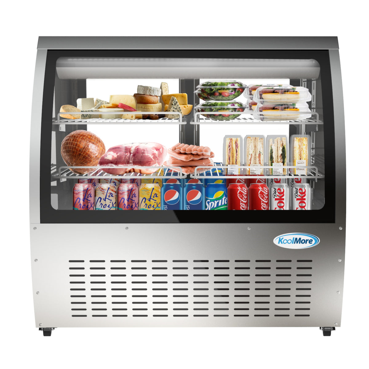 KoolMore RD18C-SS 47-Inch Refrigerated Deli Display Case — 18 cu. ft., 2 Doors