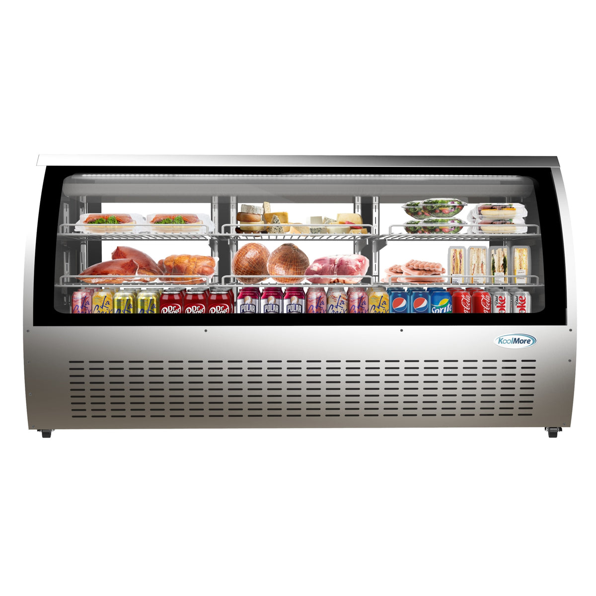 KoolMore RD32C-SS 82-Inch Refrigerated Deli Display Case — 32 cu. ft., 3 Doors