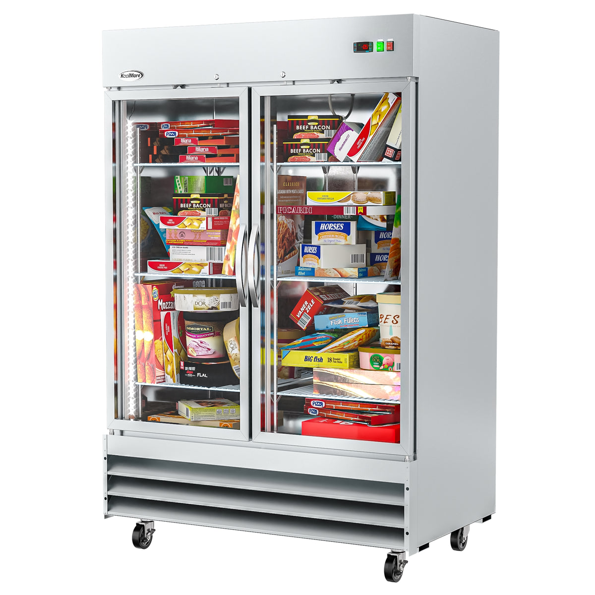 KoolMore RIF-2D-GD 54-Inch Reach-In Freezer — 47 cu. ft., 2 Doors