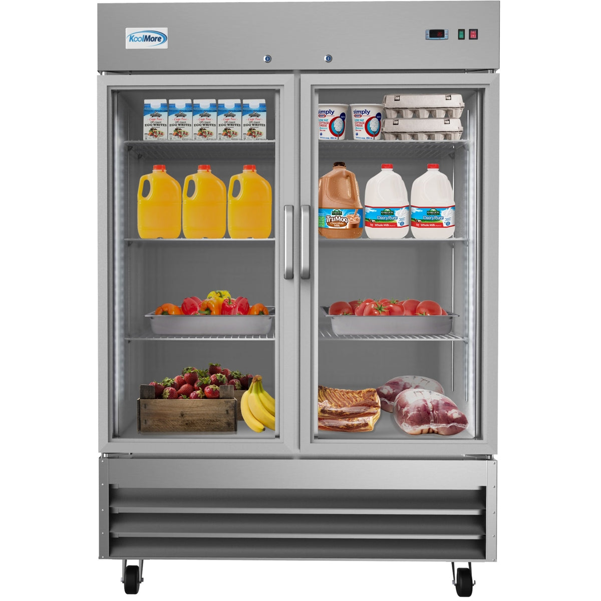 KoolMore RIR-2D-GD 54-Inch Reach-In Refrigerator — 47 cu. ft., 2 Doors