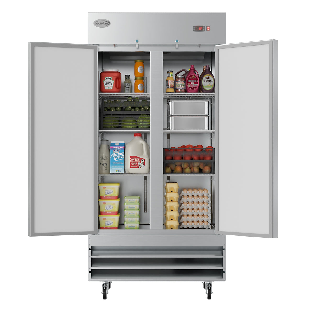 KoolMore RIR-2D-SS35C 39-Inch Reach-In Refrigerator — 30 cu. ft., 2 Doors