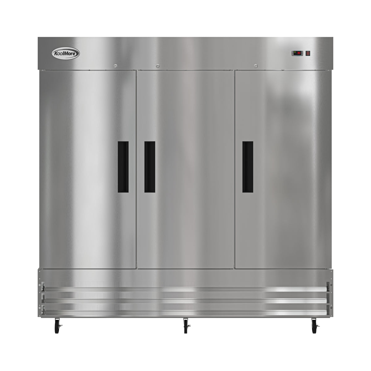 KoolMore RIR-3D-SS 80-Inch Reach-In Refrigerator — 72 cu. ft., 3 Doors