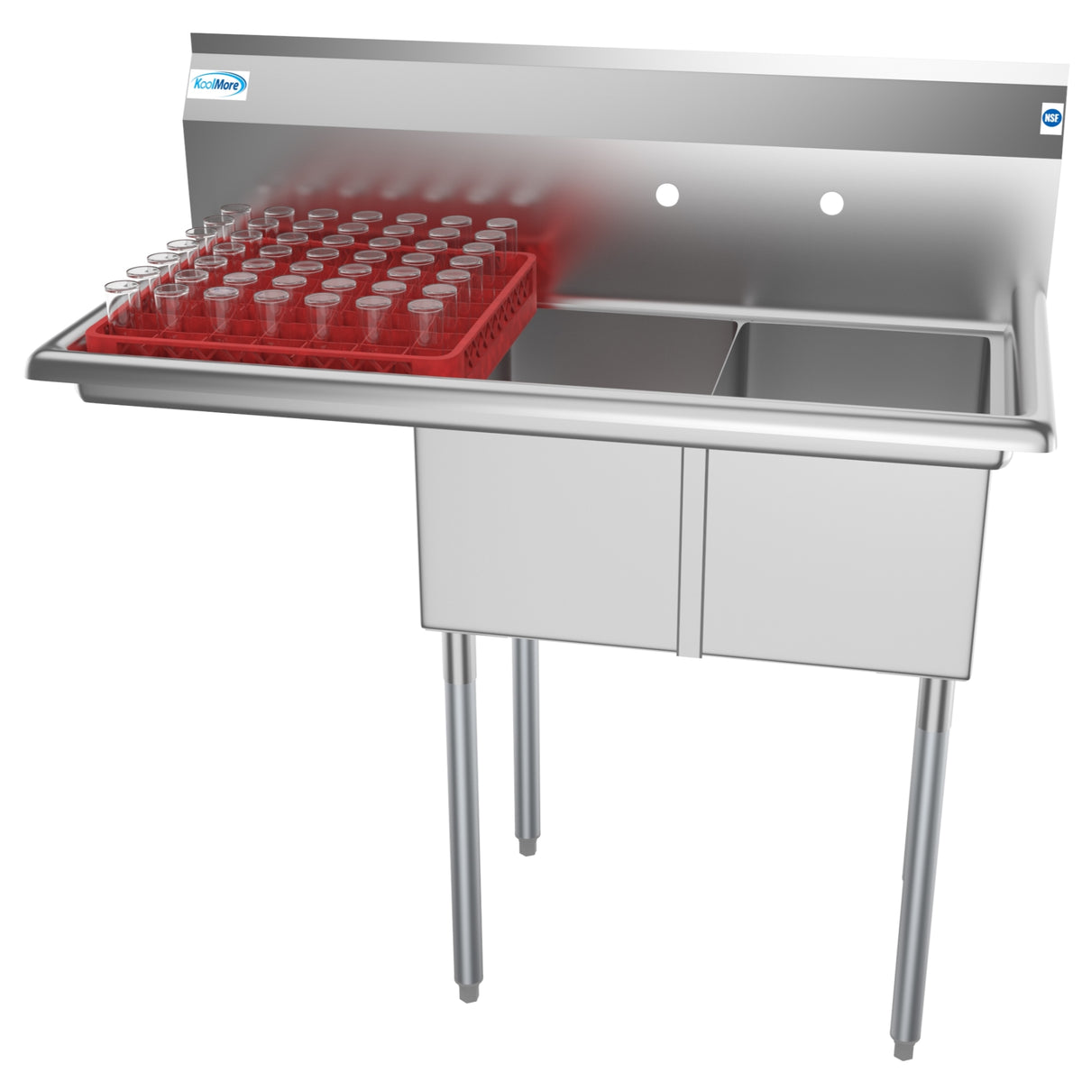 KoolMore SB121610-16L3 43-Inch Two Compartment Sink — Stainless-Steel