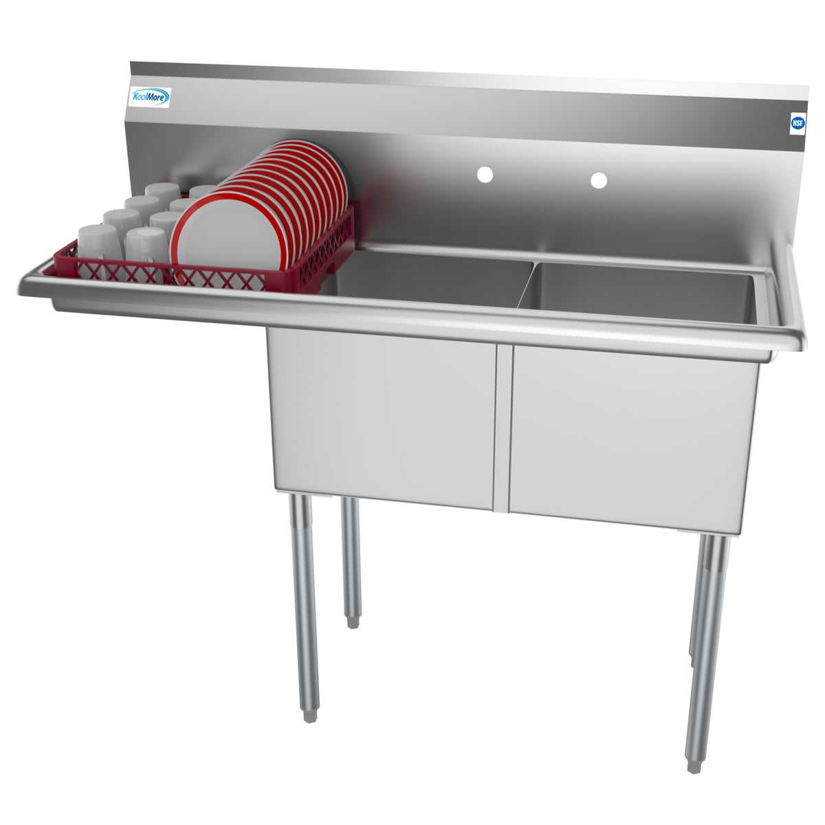 KoolMore SB151512-15L3 48-Inch Two Compartment Sink — Stainless-Steel