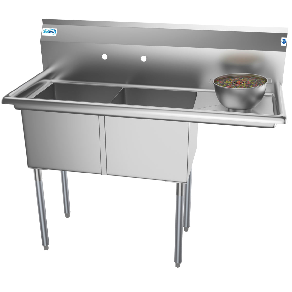 KoolMore SB151512-15R3 48-Inch Two Compartment Sink