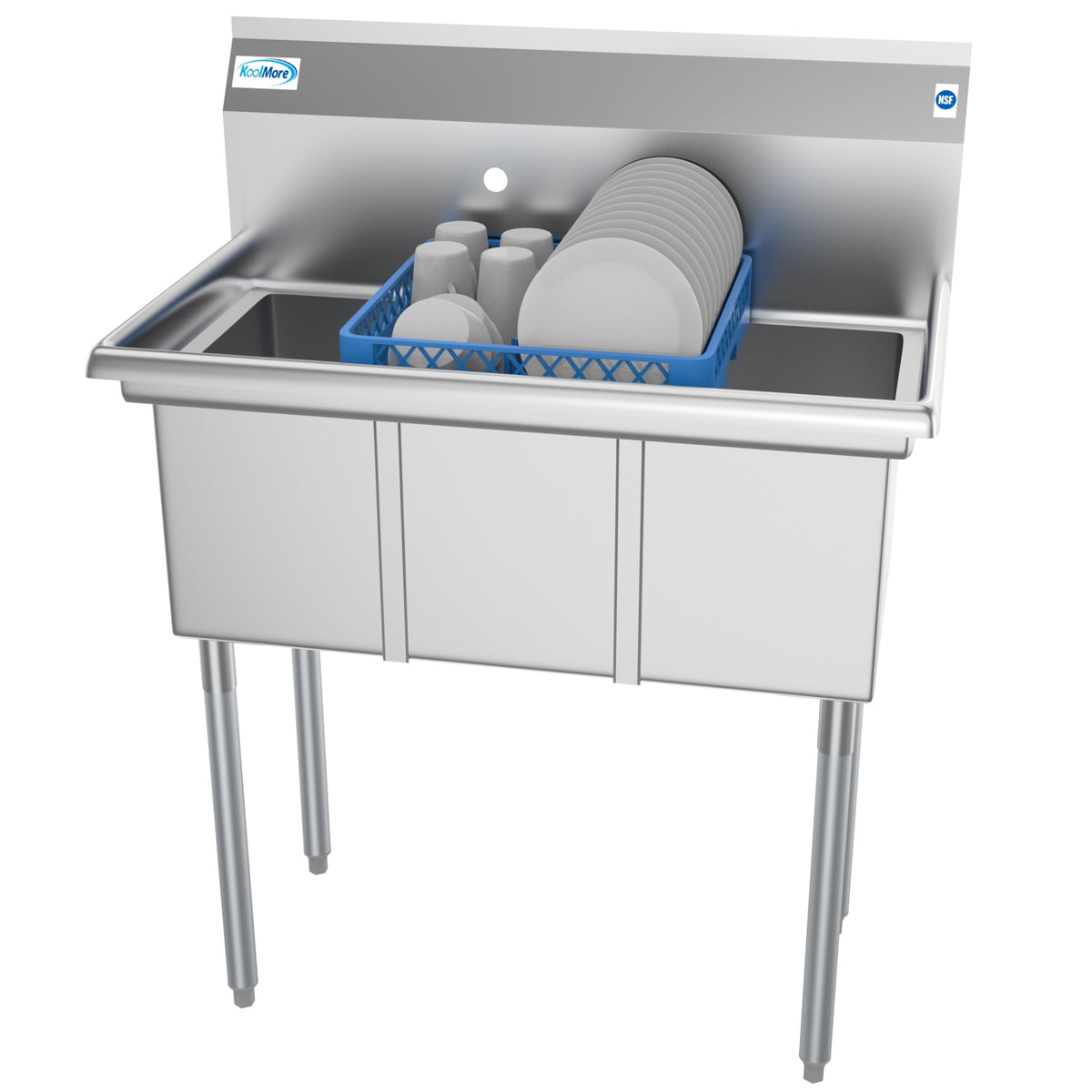 KoolMore SC101410-N3 36-Inch Three Compartment Sink — Stainless-Steel