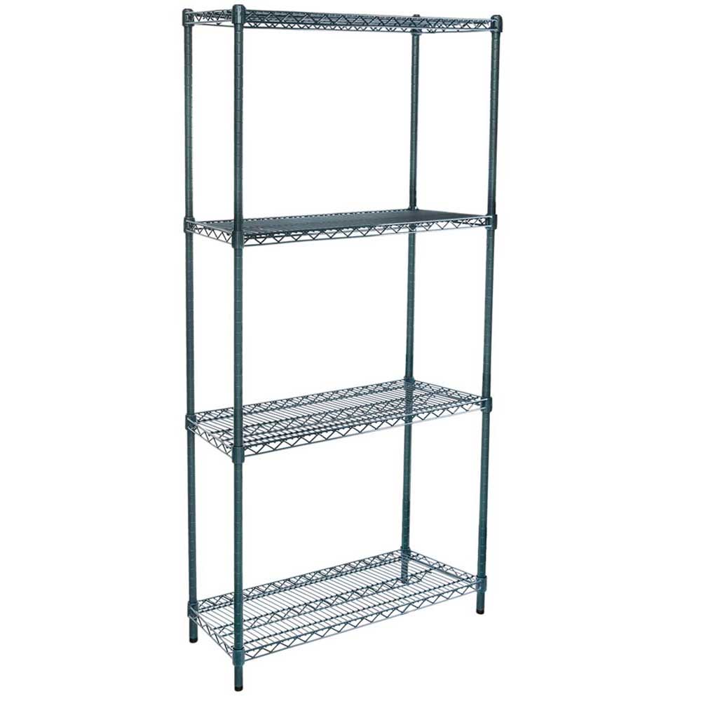 14"D x 48"L x 74"H Green Epoxy Wire Shelving Kit, 4-Shelf, NSF Listed