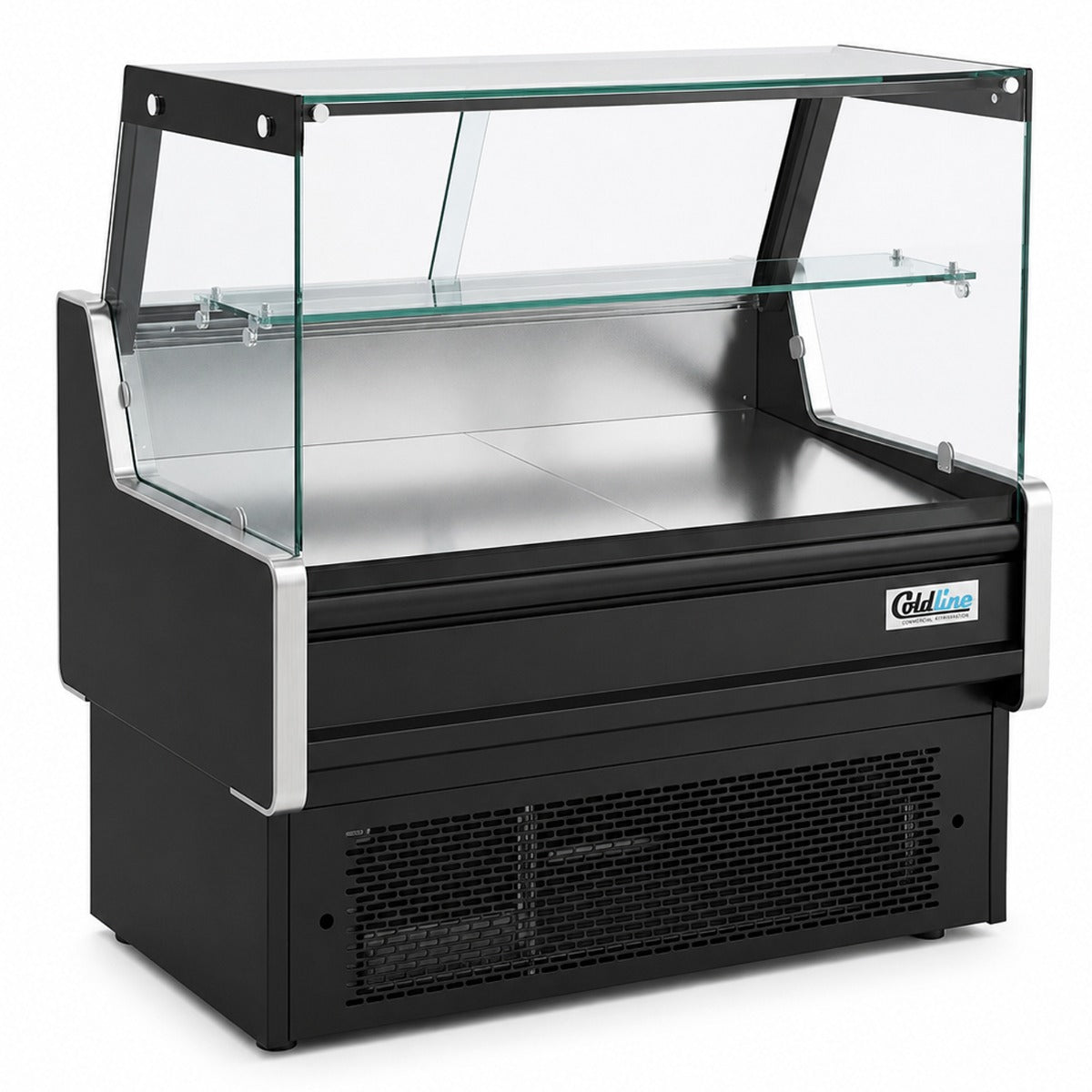 Coldline LDC48-F 48" Refrigerated Flat Straight Glass Fish Display Case with Ice Bin and Drain