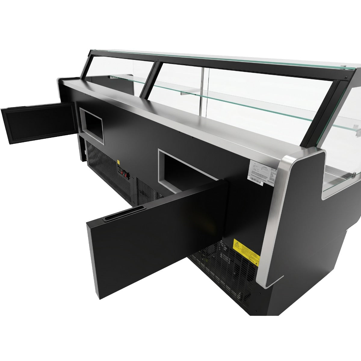 Coldline LDC98 102" Refrigerated Flat Glass Meat Deli Case with Rear Storage