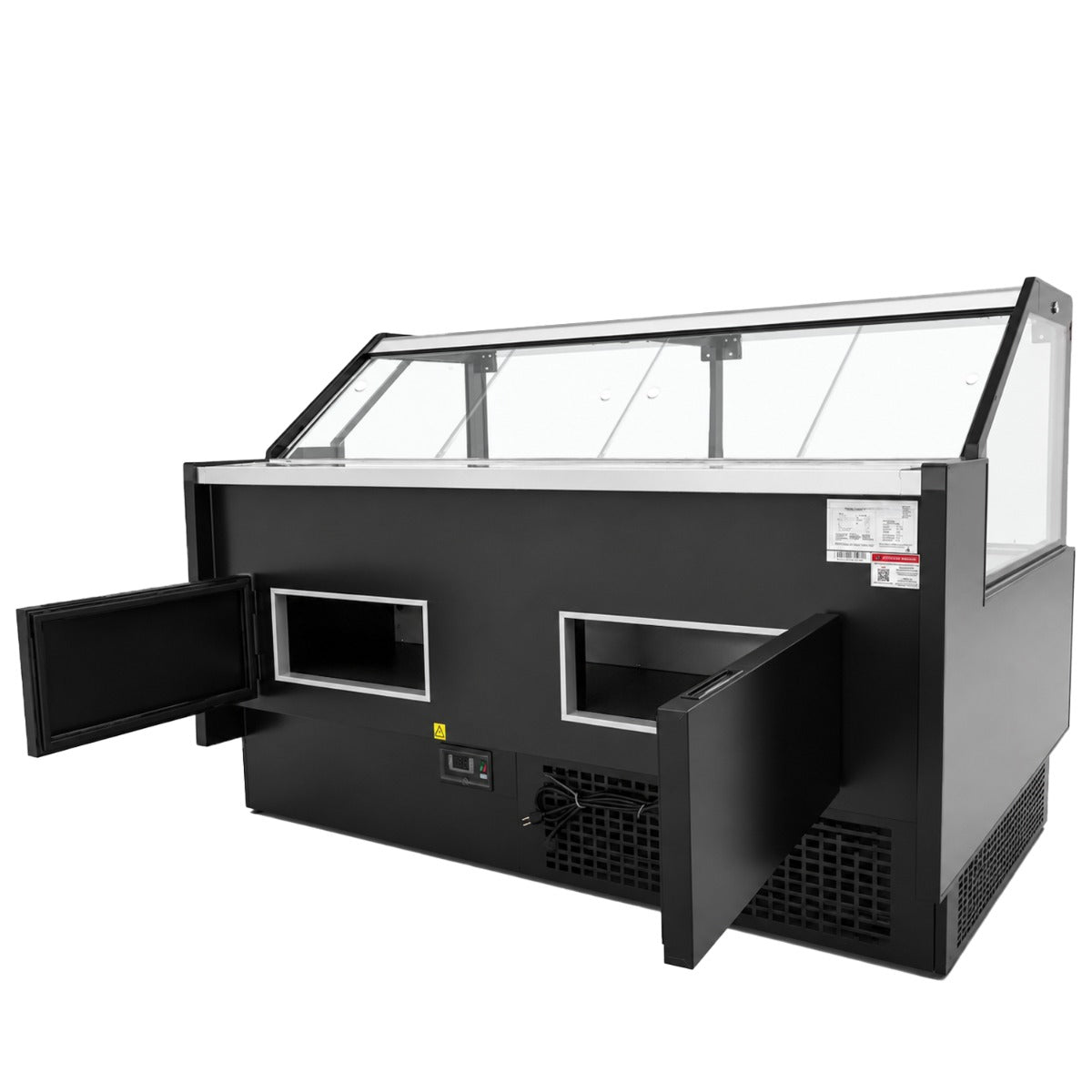 Coldline LDCD77 77" Deep Depth Refrigerated Flat Straight Glass Meat Deli Case with Rear Storage