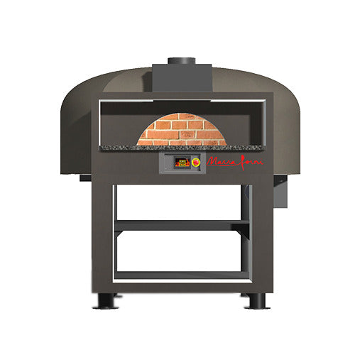 Marra Forni EF130G enclosed facade brick pizza oven on steel stand, front view (representative image)