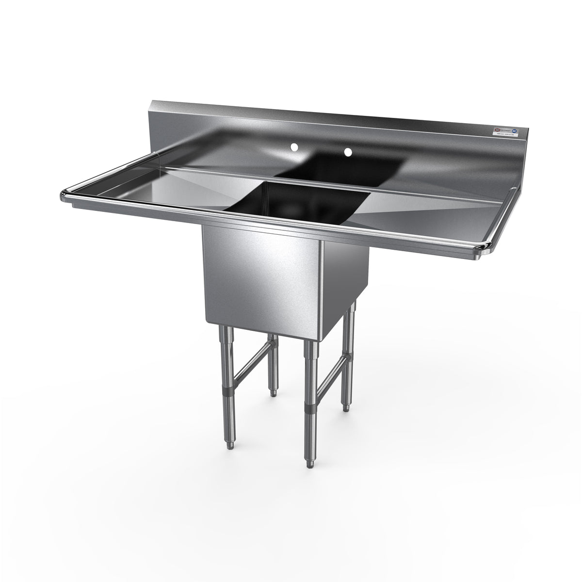 NBR Equipment 1SS-181814LR18 57" One Compartment Sink, 18"W x 18"L Bowl With 2 Drainboards