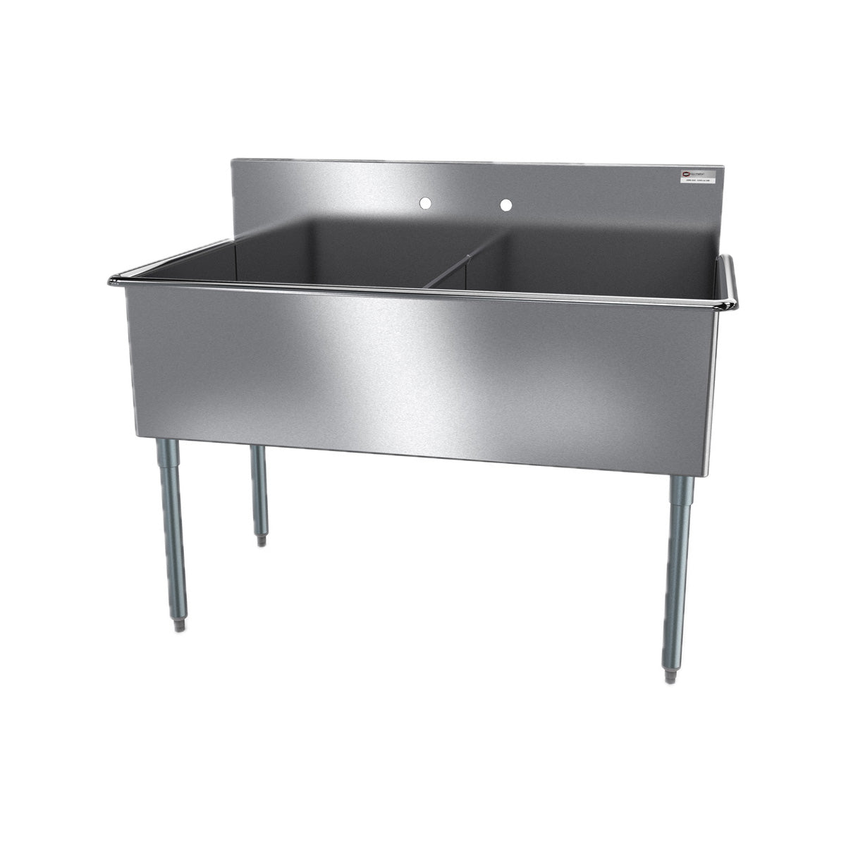 NBR Equipment 2SG-162012 37" Two Compartment Sink, 16"W x 20"L Bowl Without Drainboard