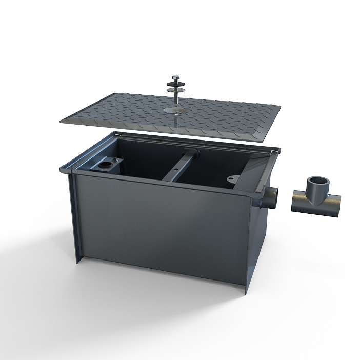 NBR Equipment GI-30 Grease Interceptor Trap, 2" Inlet/Outlet - 30 lbs Grease Capacity / 15 GPM